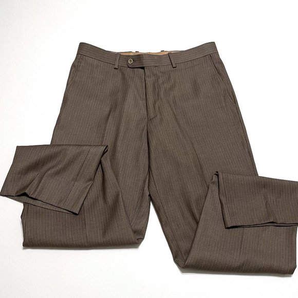 Caravelli Tan Striped Suit Pants (34x32)